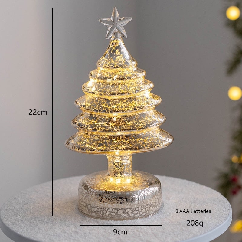Verlichte tafelkerstboom in glaslook met led-lampjes en sterpiek