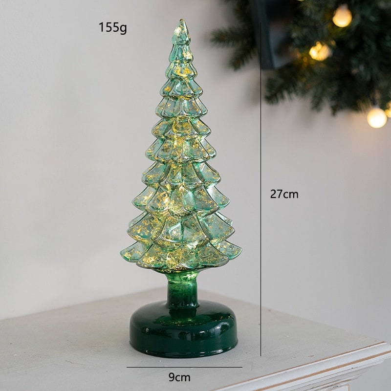 Verlichte tafelkerstboom in glaslook met led-lampjes en sterpiek