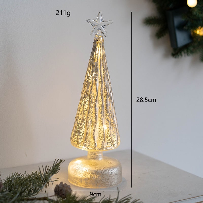 Verlichte tafelkerstboom in glaslook met led-lampjes en sterpiek