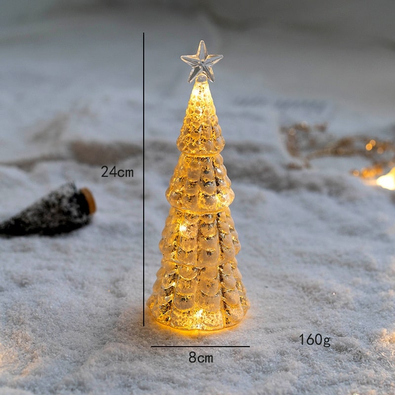 Verlichte tafelkerstboom in glaslook met led-lampjes en sterpiek