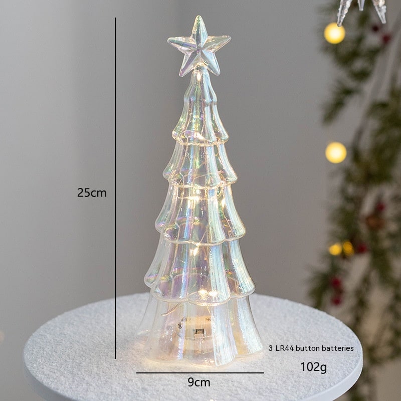 Verlichte tafelkerstboom in glaslook met led-lampjes en sterpiek