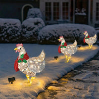 Verlichte kip met sjaal kerstdecoratie