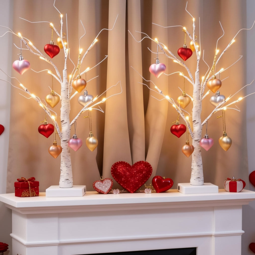 Verlichte Led-tafelboom met Harten voor Valentijnsdag Woondecoratie