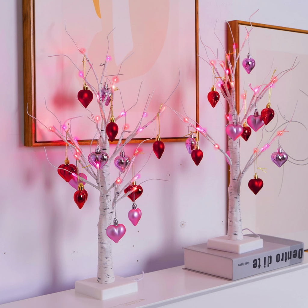 Verlichte Led-tafelboom met Harten voor Valentijnsdag Woondecoratie