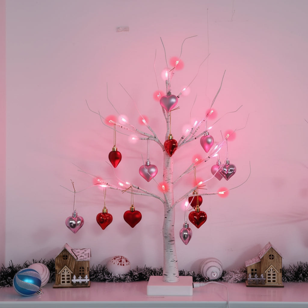 Verlichte Led-tafelboom met Harten voor Valentijnsdag Woondecoratie
