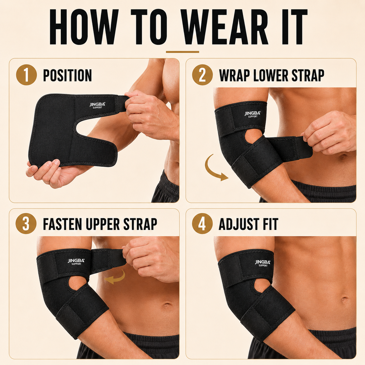 Verstelbare elleboog compressiebrace