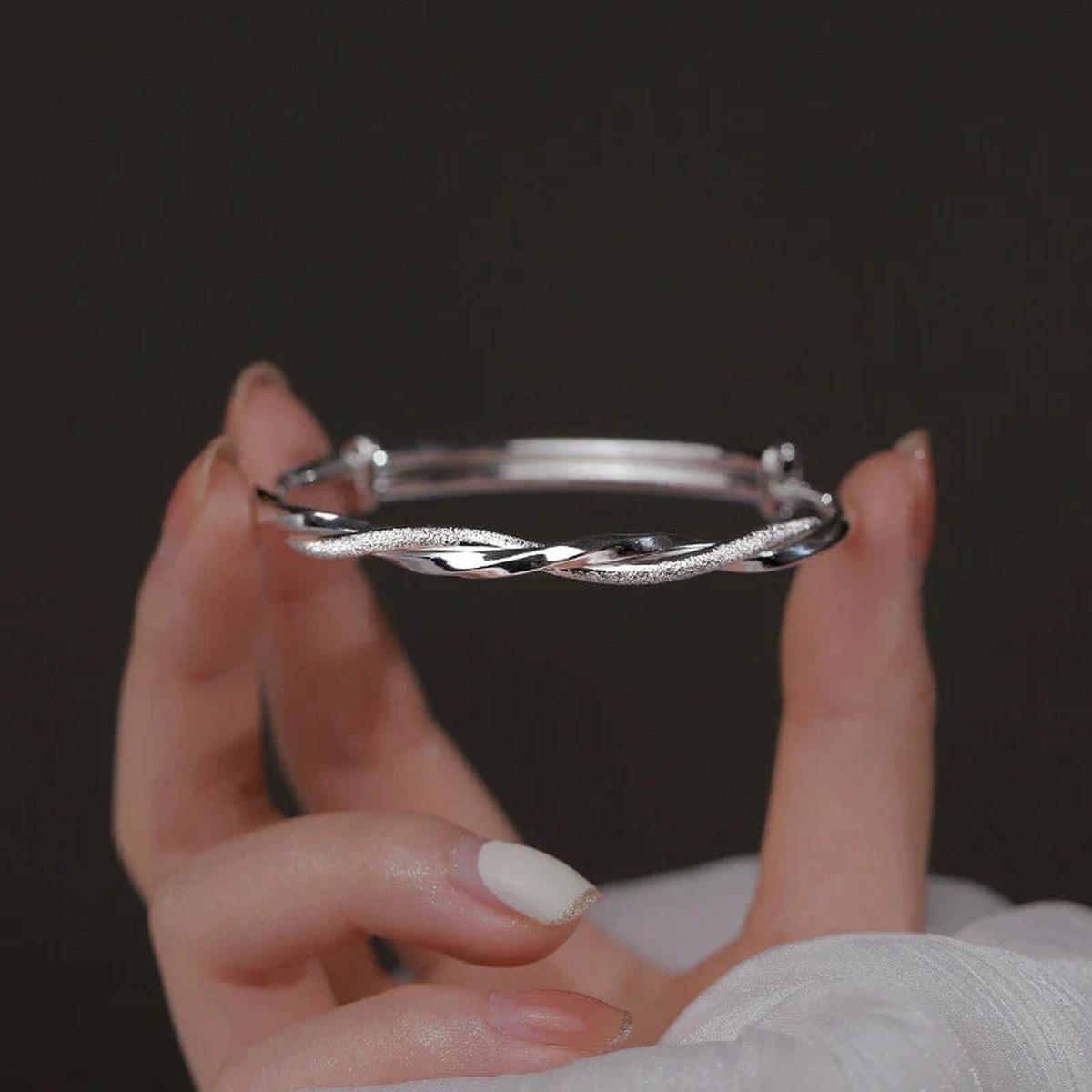 Verstelbare geometrische armband van 925 zilver