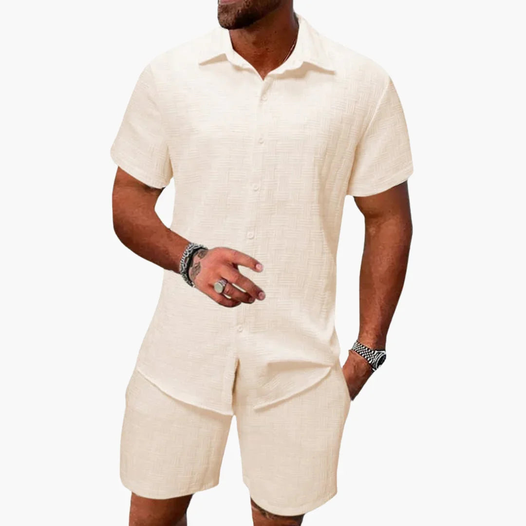 Vintage Herenset met Bermuda en Poloshirt - Zomerse Outfit