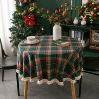 Vintage rond feestelijk ruitjestafelkleed