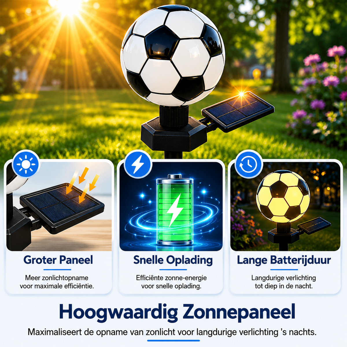 Voetbal solar lamp — WK 2026 tuindecoratie