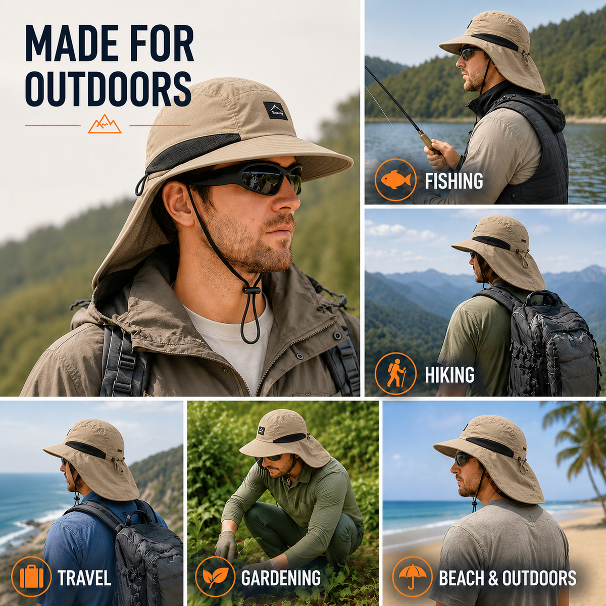 Wandelzonnehoed met nekbescherming | UPF 50