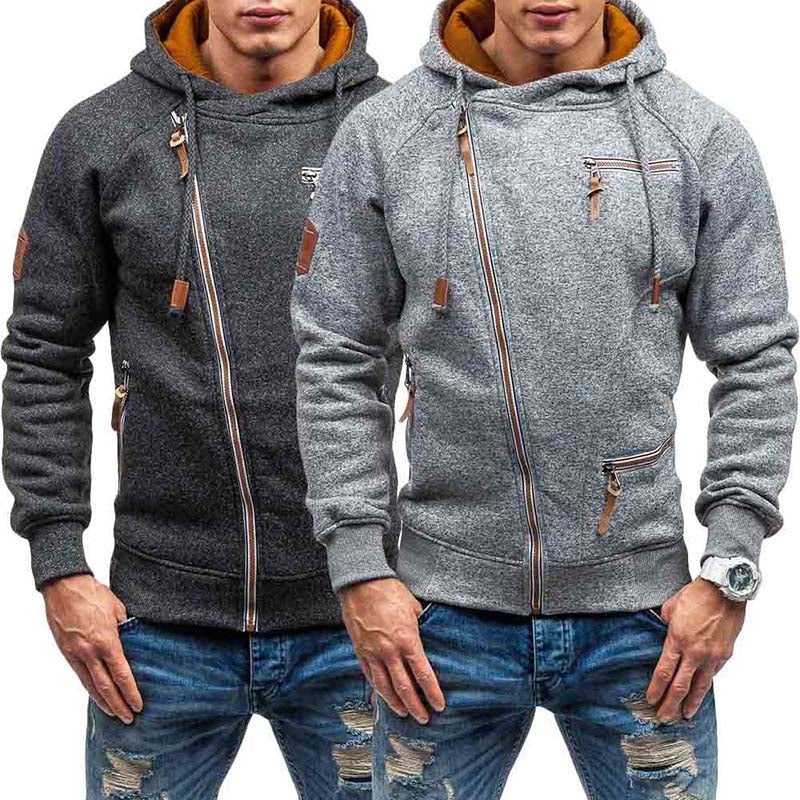 Warme effen hoodie met lange mouwen voor vrije tijd