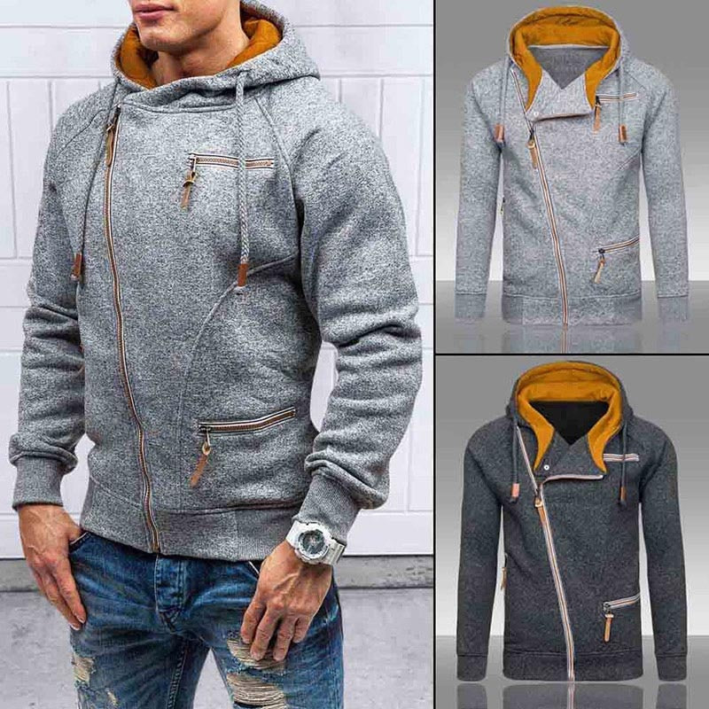 Warme effen hoodie met lange mouwen voor vrije tijd