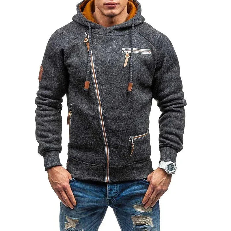 Warme effen hoodie met lange mouwen voor vrije tijd