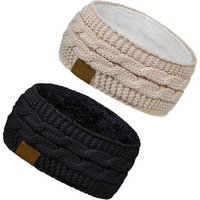 Warme gebreide oorwarmer hoofdband met fleecevoering