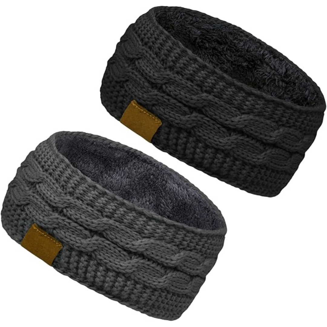 Warme gebreide oorwarmer hoofdband met fleecevoering