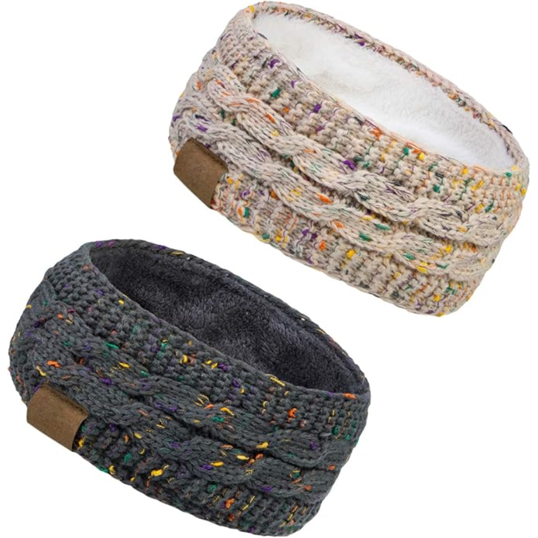 Warme gebreide oorwarmer hoofdband met fleecevoering