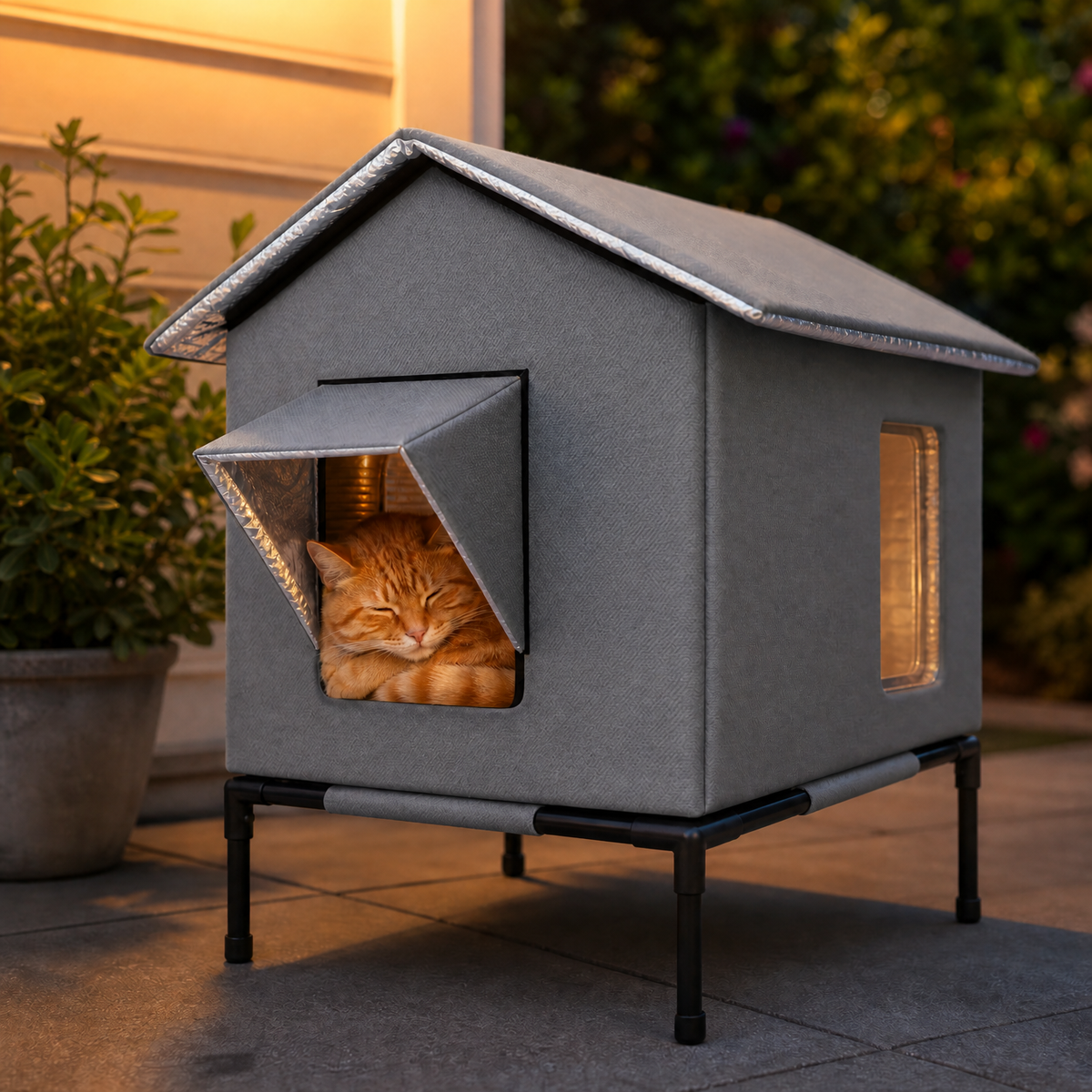 Waterdicht kattenhuis met thermische voering