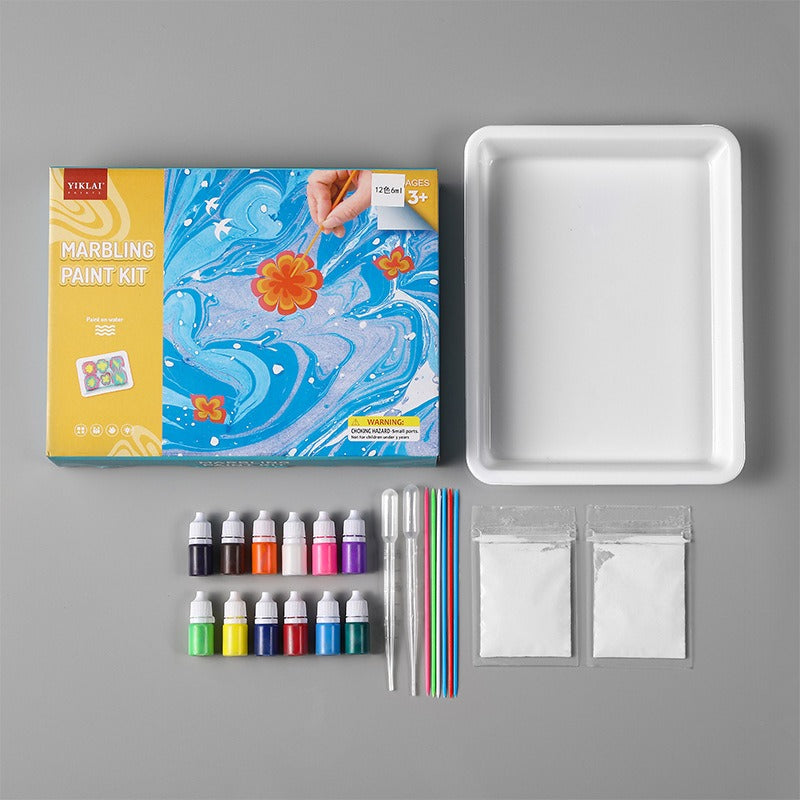 Watermarmering-schilderset met 6 kleuren voor creatieve kunstprojecten – Sterk gepigmenteerde verf en accessoires voor beginners en professionals