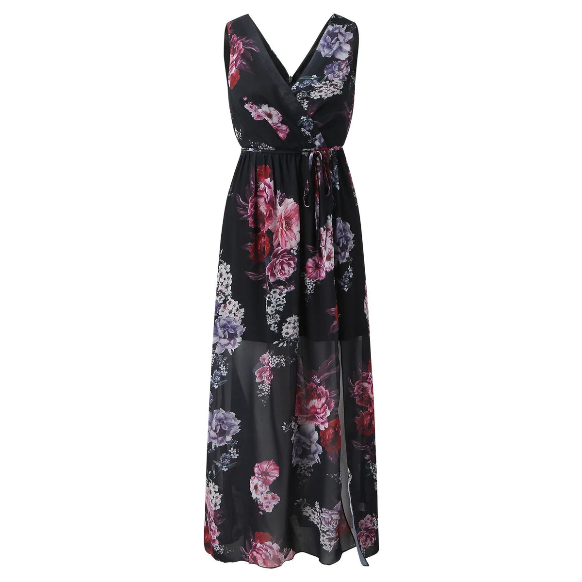 Wikkel maxi-jurk met bloemenprint en V-hals voor dames
