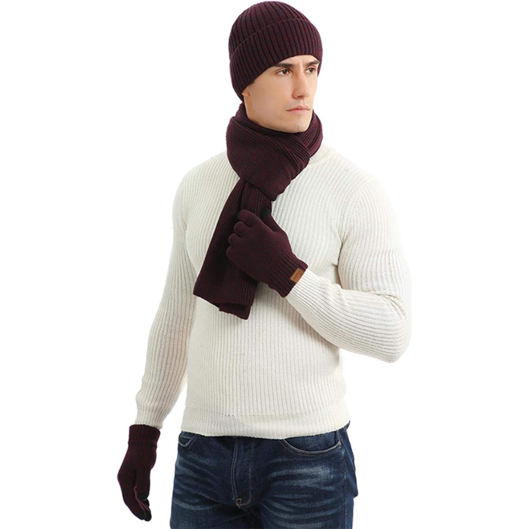 Winterset voor heren met muts en handschoenen