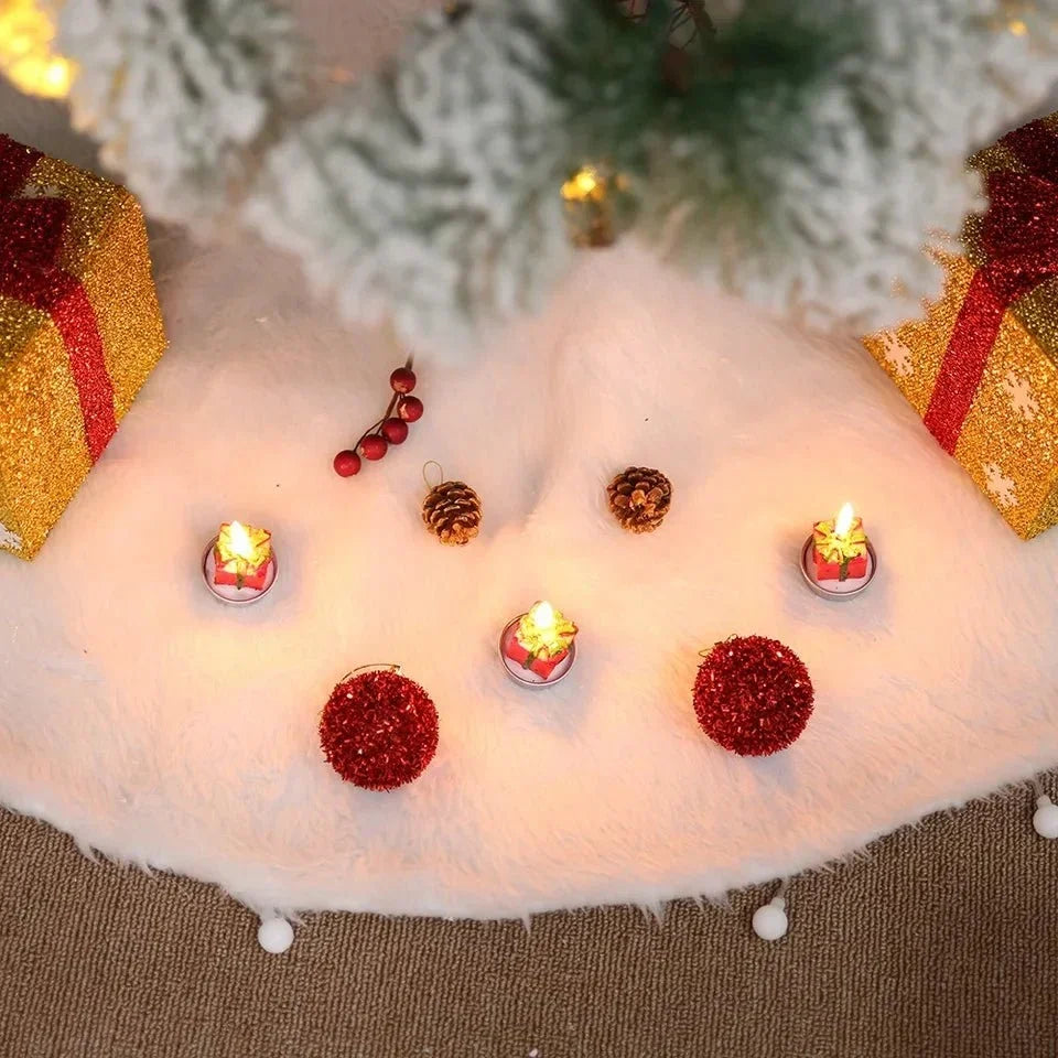 Witte kerstboomrok van imitatiebont met pluche textuur voor kerstdecoratie